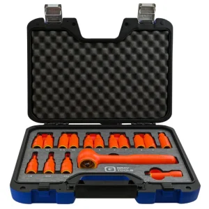 Gray Tools 16 Piece 3/8in. Drive SAE & Metric Hex Bit Insulated Socket and Attachment Set 1000V Insu