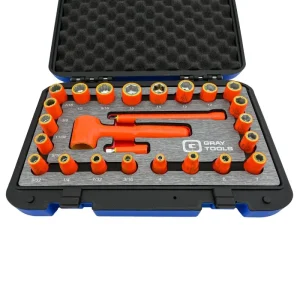 Gray Tools 25 Piece 1/4in. Drive 6 & 12 Point SAE and Metric Standard Socket and Attachments Set 100