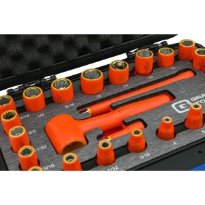 Gray Tools 25 Piece 1/4in. Drive 6 & 12 Point SAE and Metric Standard Socket and Attachments Set 100