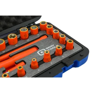 Gray Tools 25 Piece 1/4in. Drive 6 & 12 Point SAE and Metric Standard Socket and Attachments Set 100