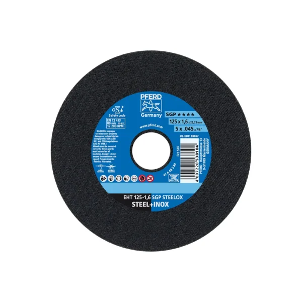 PFERD 69857 Cut-Off Wheel, 5″ x .045 x 7/8, SGP STEELOX, T1, Aluminum oxide, 25/BOX