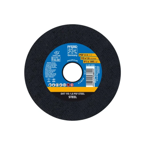 PFERD 69949 Cut-Off Wheel, 4-1/2″ x .045 x 7/8, PSF STEEL, T1, Aluminum oxide, 25/BOX