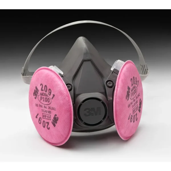3M™ Half Facepiece Respirator Assembly 6391/07003(AAD), Large, with 3M™ Particulate Filters 2091/07000(AAD), P100