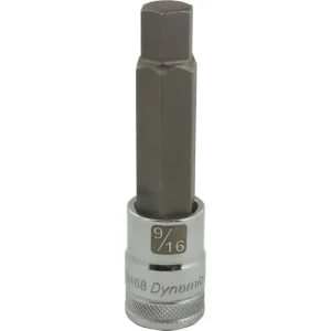 Dynamic Tools 1/2in. Drive SAE Hex Head 9/16in. Long Bit Chrome Finish Socket D013468