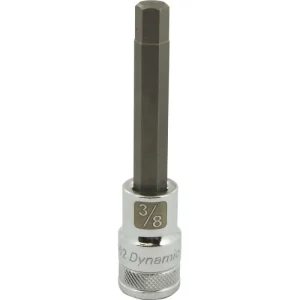 Dynamic Tools 1/2in. Drive SAE Hex Head 3/8in. Long Bit Chrome Finish Socket D013462