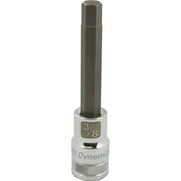 Dynamic Tools 1/2in. Drive SAE Hex Head 3/8in. Long Bit Chrome Finish Socket D013462