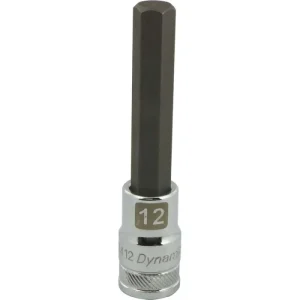 Dynamic Tools 1/2in. Drive Metric Hex Head 12mm Long Bit Chrome Finish Socket D013412