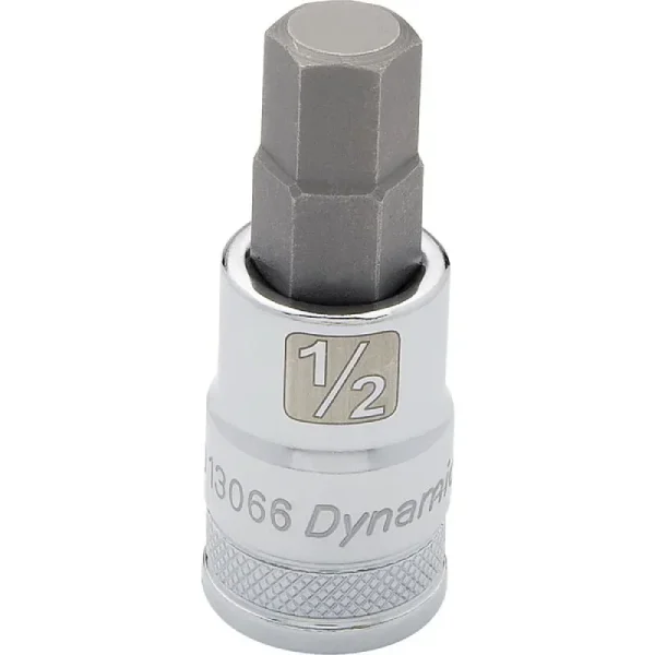 Dynamic Tools 1/2in. Drive SAE Hex Head 1/2in. Bit Standard Length Chrome Finish Socket D013066