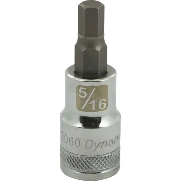 Dynamic Tools 1/2in. Drive SAE Hex Head 5/16in. Bit Standard Length Chrome Finish Socket D013060