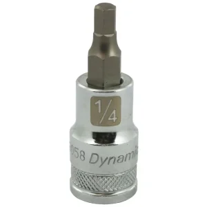 Dynamic Tools 1/2in. Drive SAE Hex Head 1/4in. Bit Standard Length Chrome Finish Socket D013058