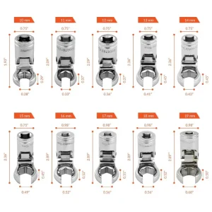 Dynamic Tools 3/8in. Drive 10 Piece Metric Flare Nut Socket Set 10mm -19mm D010028