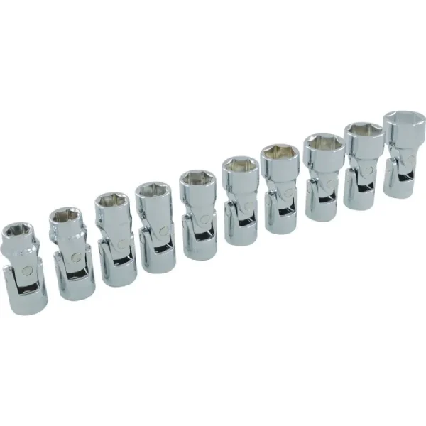 Dynamic Tools 3/8in. Drive 10 Piece 6 Point Metric Universal Joint Socket Set 10mm – 19mm D010027
