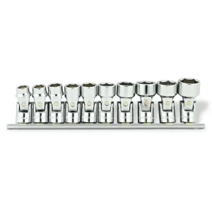Dynamic Tools 3/8in. Drive 10 Piece 6 Point Metric Universal Joint Socket Set 10mm – 19mm D010027