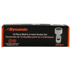 Dynamic Tools 3/8in. Drive 10 Piece 6 Point Metric Universal Joint Socket Set 10mm – 19mm D010027