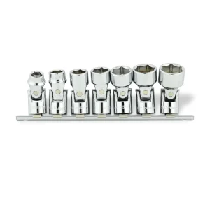 Dynamic Tools 3/8in. Drive 7 Piece 6 Point SAE Universal Joint Socket Set 3/8in. – 3/4in. D010026