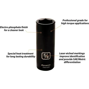 Dynamic Tools 3/8in. Drive 8 Piece 6 Point SAE Deep Impact Socket Set 5/16in. – 3/4in. D010021