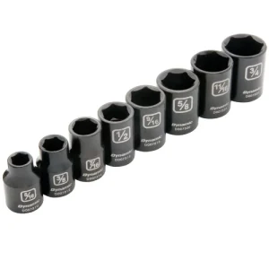 Dynamic Tools 3/8in. Drive 8 Piece 6 Point SAE Standard Impact Socket Set 5/16in. – 3/4in. D010020