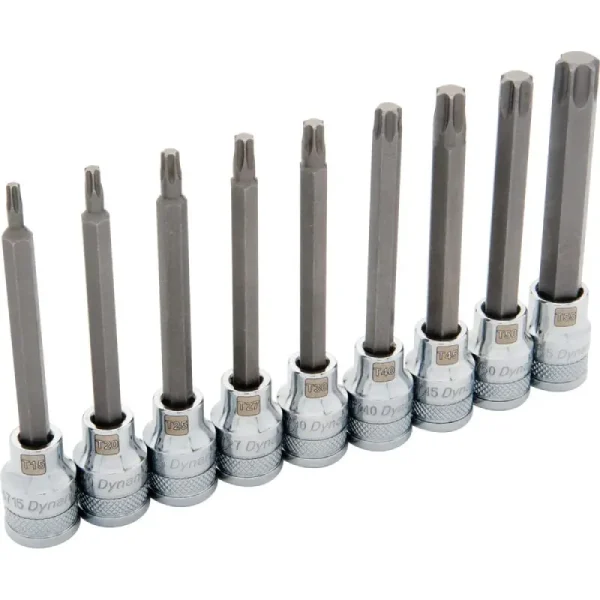 Dynamic Tools 3/8in. Drive 9 Piece Long Torx Socket Set T15 – T55 D010019