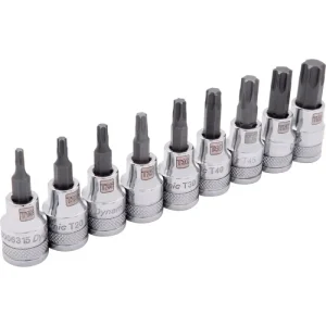 Dynamic Tools 3/8in. Drive 9 Piece Standard Length Torx Socket Set T15 – T55 D010018
