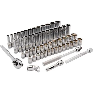 Dynamic Tools 3/8in. Drive 60 Piece 6 Point Standard/Deep SAE/Metric Socket Set 1/4in. – 1in. 6mm –