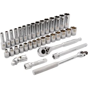Dynamic Tools 3/8in. Drive 35 Piece 6 Point Standard/Deep Metric Socket Set 6mm – 20mm D010011