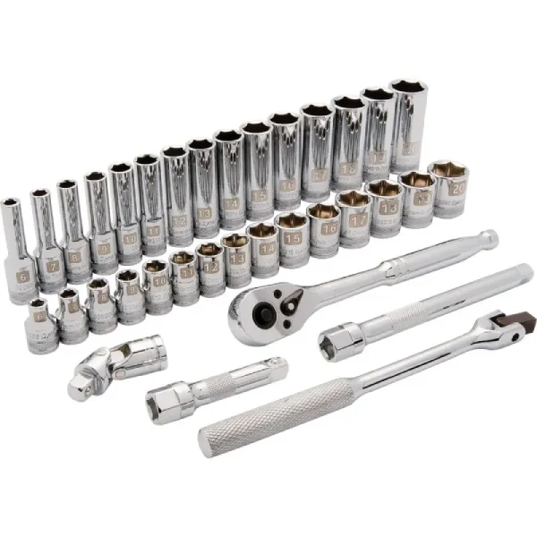 Dynamic Tools 3/8in. Drive 35 Piece 6 Point Standard/Deep Metric Socket Set 6mm – 20mm D010011
