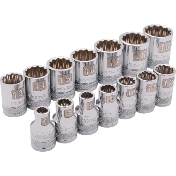 Dynamic Tools 3/8in. Drive 14 Piece 12 Point Standard Metric Socket Set 6mm – 19mm D010006