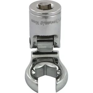 Dynamic Tools 3/8in. Drive Metric 16mm Flex Head Crow Foot Flare Nut Socket Chrome Finish D008766