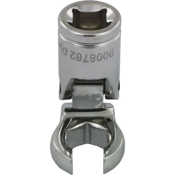 Dynamic Tools 3/8in. Drive Metric 12mm Flex Head Crow Foot Flare Nut Socket Chrome Finish D008762