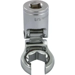 Dynamic Tools 3/8in. Drive SAE 5/8in. Flex Head Crow Foot Flare Nut Socket Chrome Finish D008650