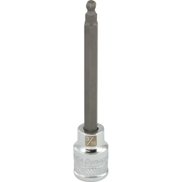 Dynamic Tools 3/8in. Drive SAE Hex Head 3/16in. Long Ball Nose Chrome Finish Socket D006954