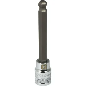 Dynamic Tools 3/8in. Drive Metric Hex Head 8mm Long Ball Nose Chrome Finish Socket D006908