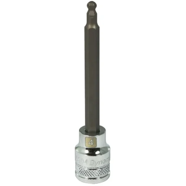 Dynamic Tools 3/8in. Drive Metric Hex Head 4mm Long Ball Nose Chrome Finish Socket D006904