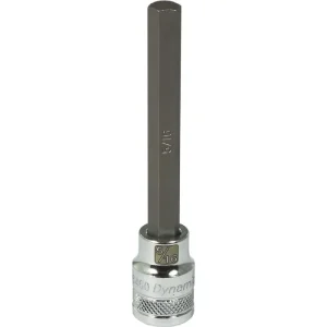 Dynamic Tools 3/8in. Drive SAE Hex Head 5/16in. Long Bit Chrome Finish Socket D006460