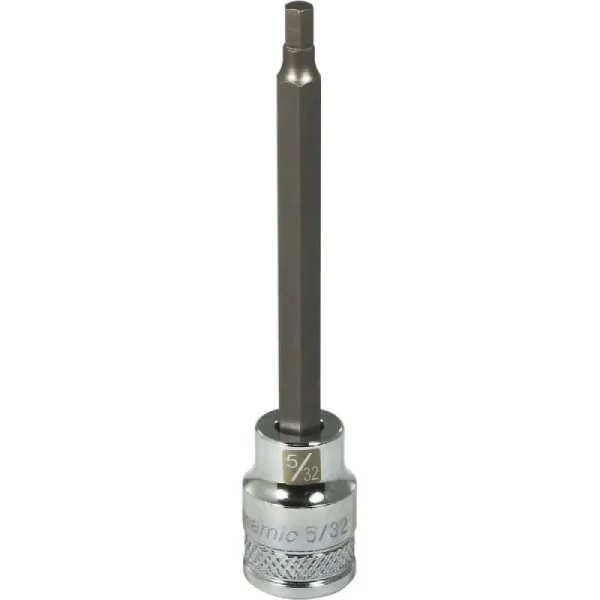 Dynamic Tools 3/8in. Drive SAE Hex Head 5/32in. Long Bit Chrome Finish Socket D006453