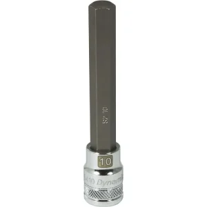 Dynamic Tools 3/8in. Drive Metric Hex Head 10mm Long Bit Chrome Finish Socket D006410