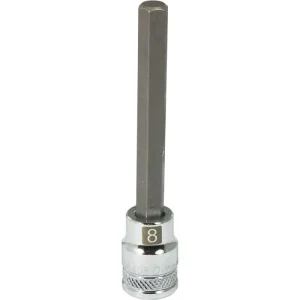 Dynamic Tools 3/8in. Drive Metric Hex Head 8mm Long Bit Chrome Finish Socket D006408