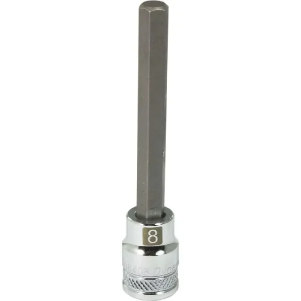 Dynamic Tools 3/8in. Drive Metric Hex Head 8mm Long Bit Chrome Finish Socket D006408