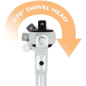 Dynamic Tools 3/8in. Drive Swivel Head 72 Tooth Ratchet Chrome Finish Comfort Handle 9in. Long D0053