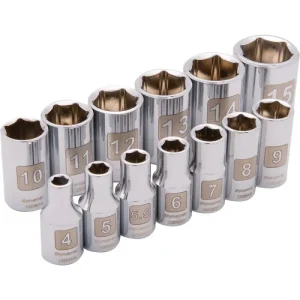Dynamic Tools 1/4in. Drive 13 Piece 6 Point Standard Metric Socket Set 4mm – 15mm D004002