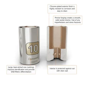 Dynamic Tools 1/4in. Drive 13 Piece 6 Point Standard Metric Socket Set 4mm – 15mm D004002