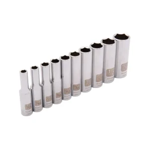 Dynamic Tools 1/4in. Drive 10 Piece 6 Point Deep SAE Socket Set 3/16in. – 9/16in. D004001