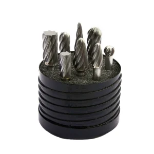 DRILLCO 70S010NF SET 10,SOLID CARBIDE BUR SET ALUMINUM CU