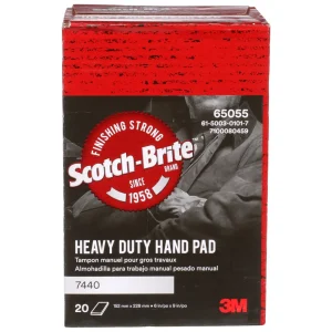 Scotch-Brite™ Heavy Duty Hand Pad 7440, HP-HP, A/O Medium, Tan, 6 in x 9 in, 20 per Box