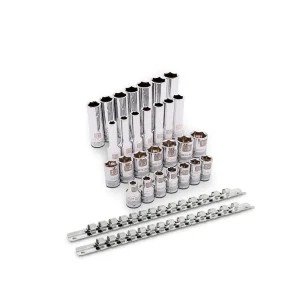 Dynamic Tools 3/8in Drive 28 Piece 6 Point Mirror Chrome Regular & Deep length Metric Set D106006
