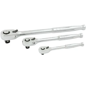 Dynamic Tools 3 Piece 1/4in, 3/8in & 1/2in Drive 108-Tooth Ratchet Set Bundle D106003