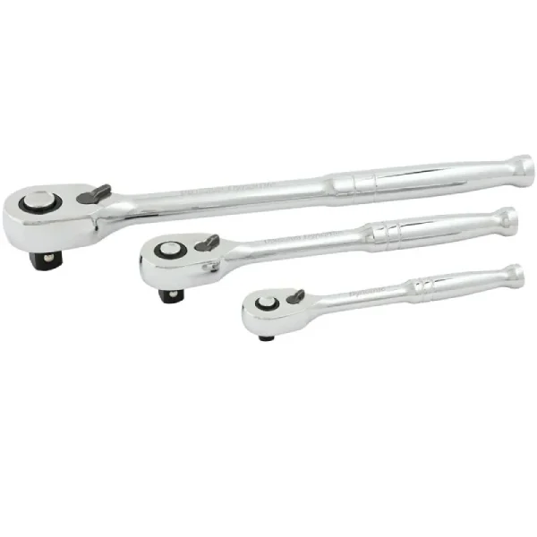 Dynamic Tools 3 Piece 1/4in, 3/8in & 1/2in Drive 108-Tooth Ratchet Set Bundle D106003