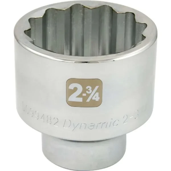 Dynamic Tools 2-3/4in X 1in Drive, 12 Point Standard Length, Chrome Socket D099482