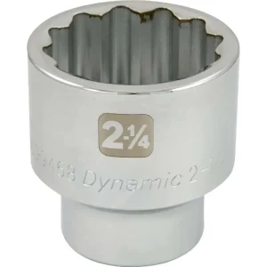 Dynamic Tools 2-1/4in X 1in Drive, 12 Point Standard Length, Chrome Socket D099468