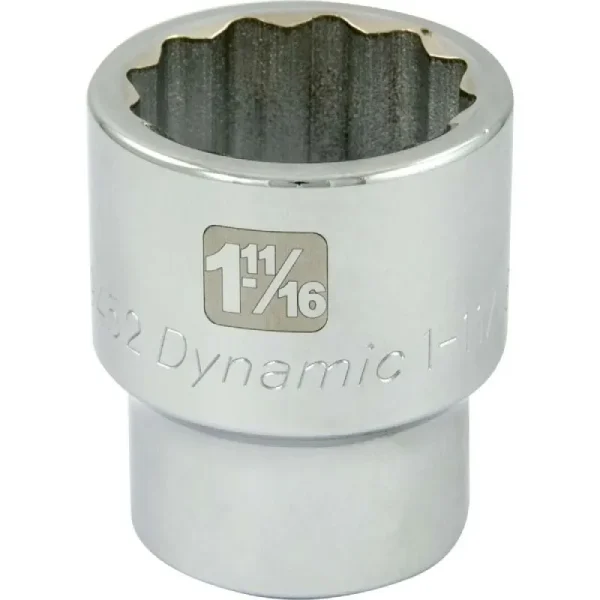 Dynamic Tools 1-11/16in X 1in Drive, 12 Point Standard Length, Chrome Socket D099452